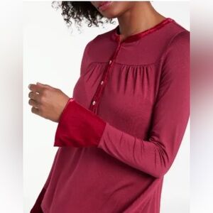 Boden Nadine velvet trim pop over blouse modal  bell sleeves Sz 10